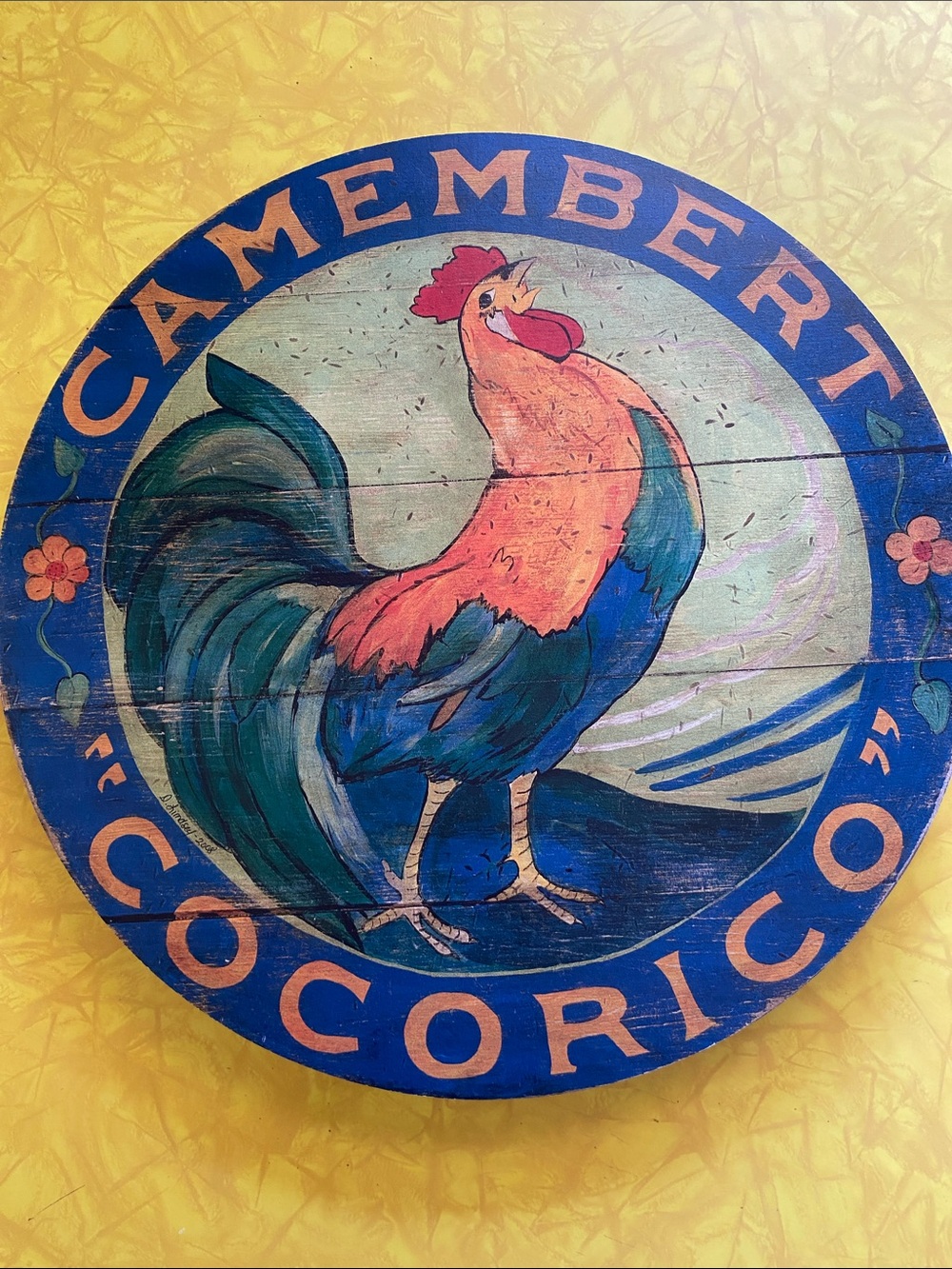 Camembert Cocorico Rooster Lazy Susan-Blue & Orange